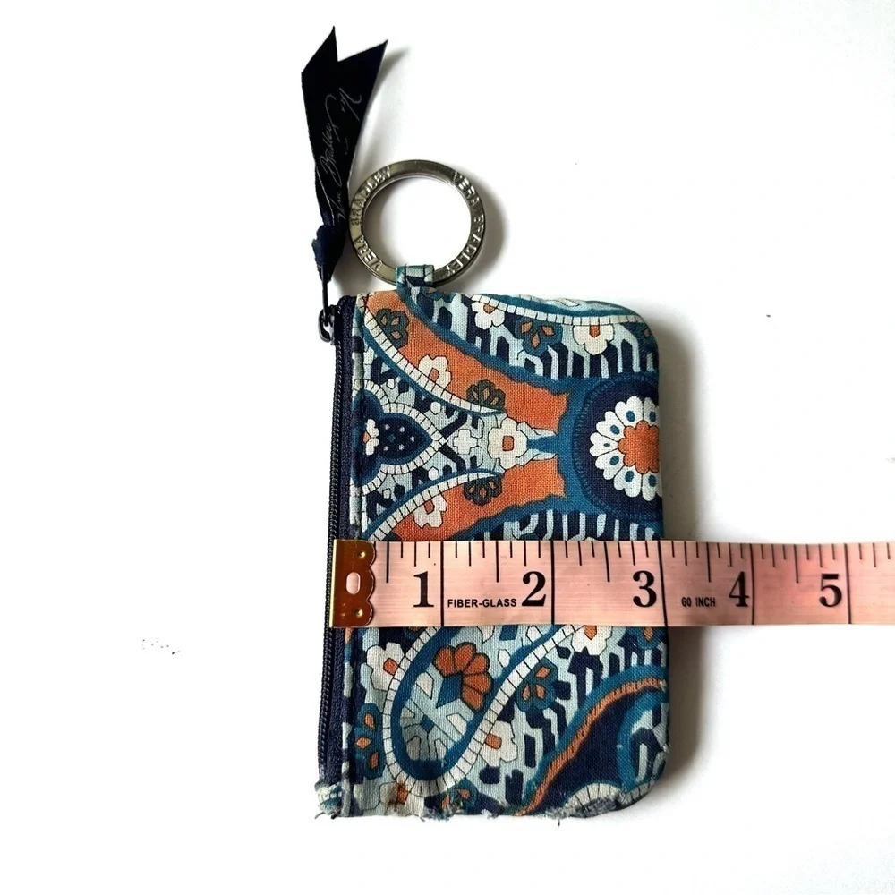 Vera Bradley 2 pieces In the Loop key ring blue orange wristlet strap ID holder